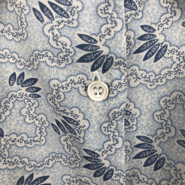 agnes b. all-over print long-sleeved cotton shirt, made in France, women's size S equivalent. cotton Blue type light blue Vintage Second Hand