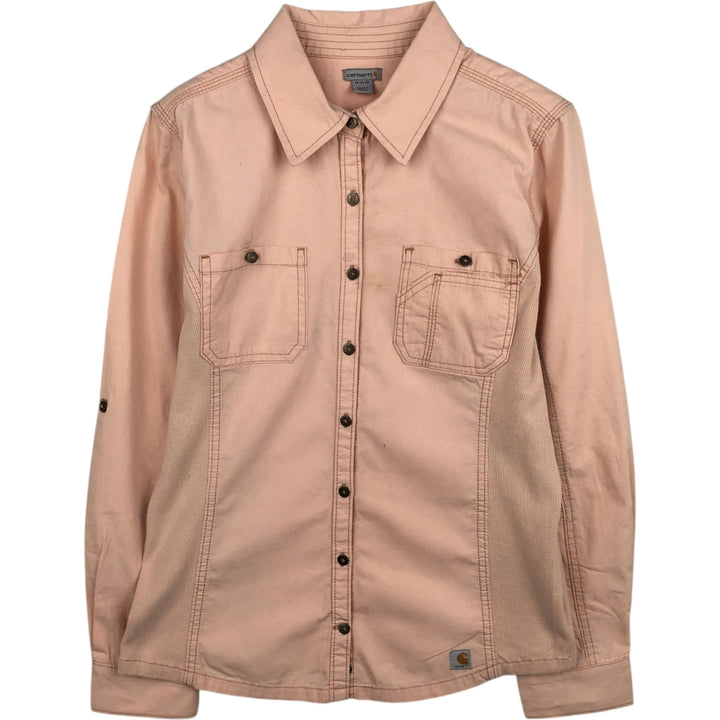 Carhartt Long-Sleeve Cotton Work Shirt, Women's Size M (approx.) cotton coral Vintage Second Hand