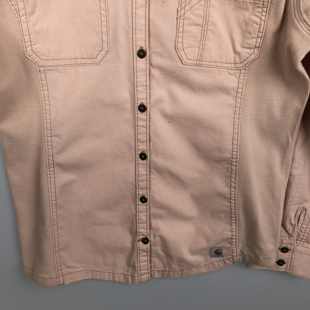 Carhartt Long-Sleeve Cotton Work Shirt, Women's Size M (approx.) cotton coral Vintage Second Hand