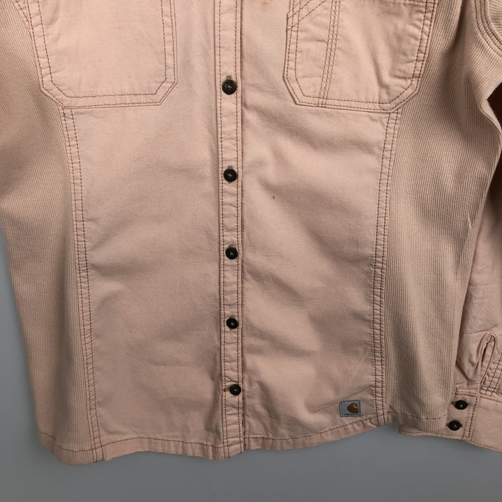 Carhartt Long-Sleeve Cotton Work Shirt, Women's Size M (approx.) cotton coral Vintage Second Hand