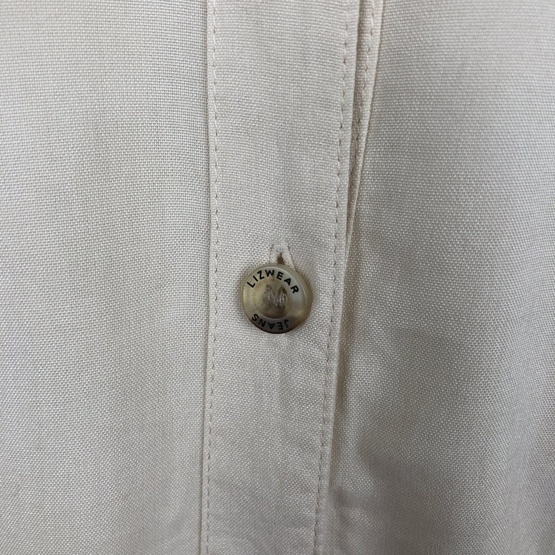 Liz Claiborne LIZWEAR JEANS Short-Sleeve Box Shirt, Women's Size L (Equivalent) unclear unbleached Vintage Second Hand