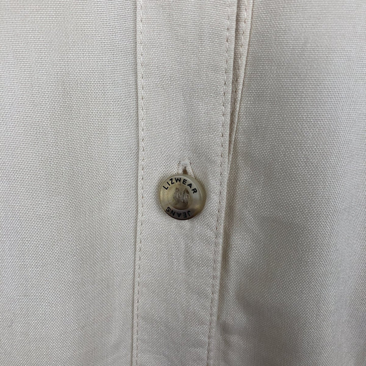 Liz Claiborne LIZWEAR JEANS Short-Sleeve Box Shirt, Women's Size L (Equivalent) unclear unbleached Vintage Second Hand
