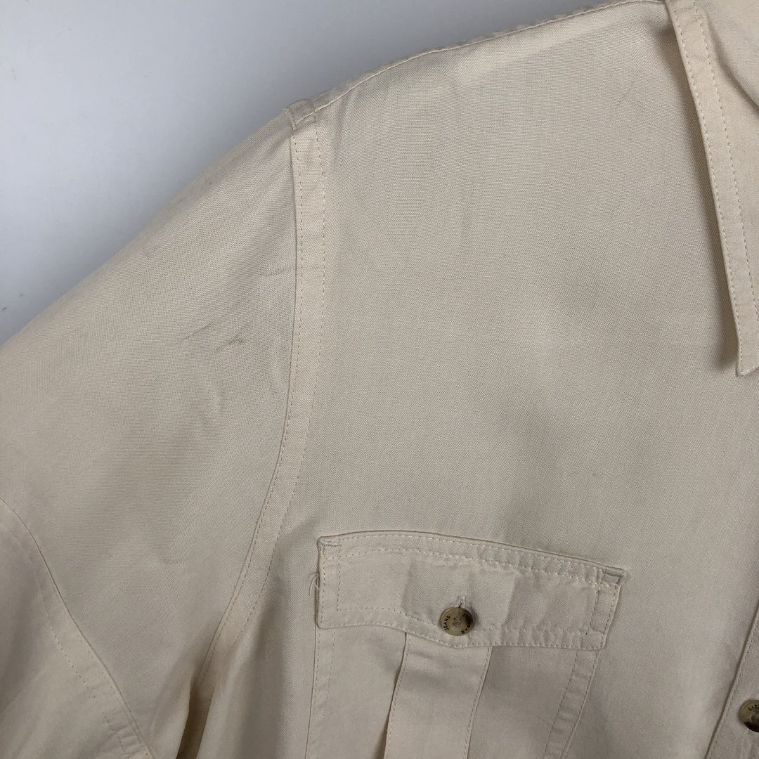 Liz Claiborne LIZWEAR JEANS Short-Sleeve Box Shirt, Women's Size L (Equivalent) unclear unbleached Vintage Second Hand