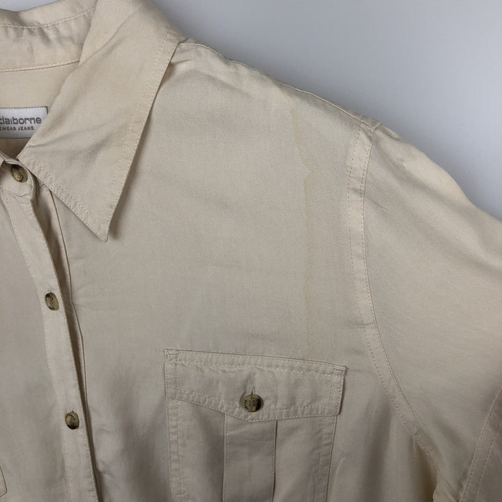 Liz Claiborne LIZWEAR JEANS Short-Sleeve Box Shirt, Women's Size L (Equivalent) unclear unbleached Vintage Second Hand