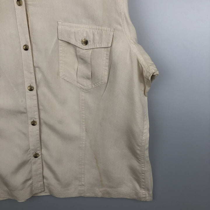 Liz Claiborne LIZWEAR JEANS Short-Sleeve Box Shirt, Women's Size L (Equivalent) unclear unbleached Vintage Second Hand