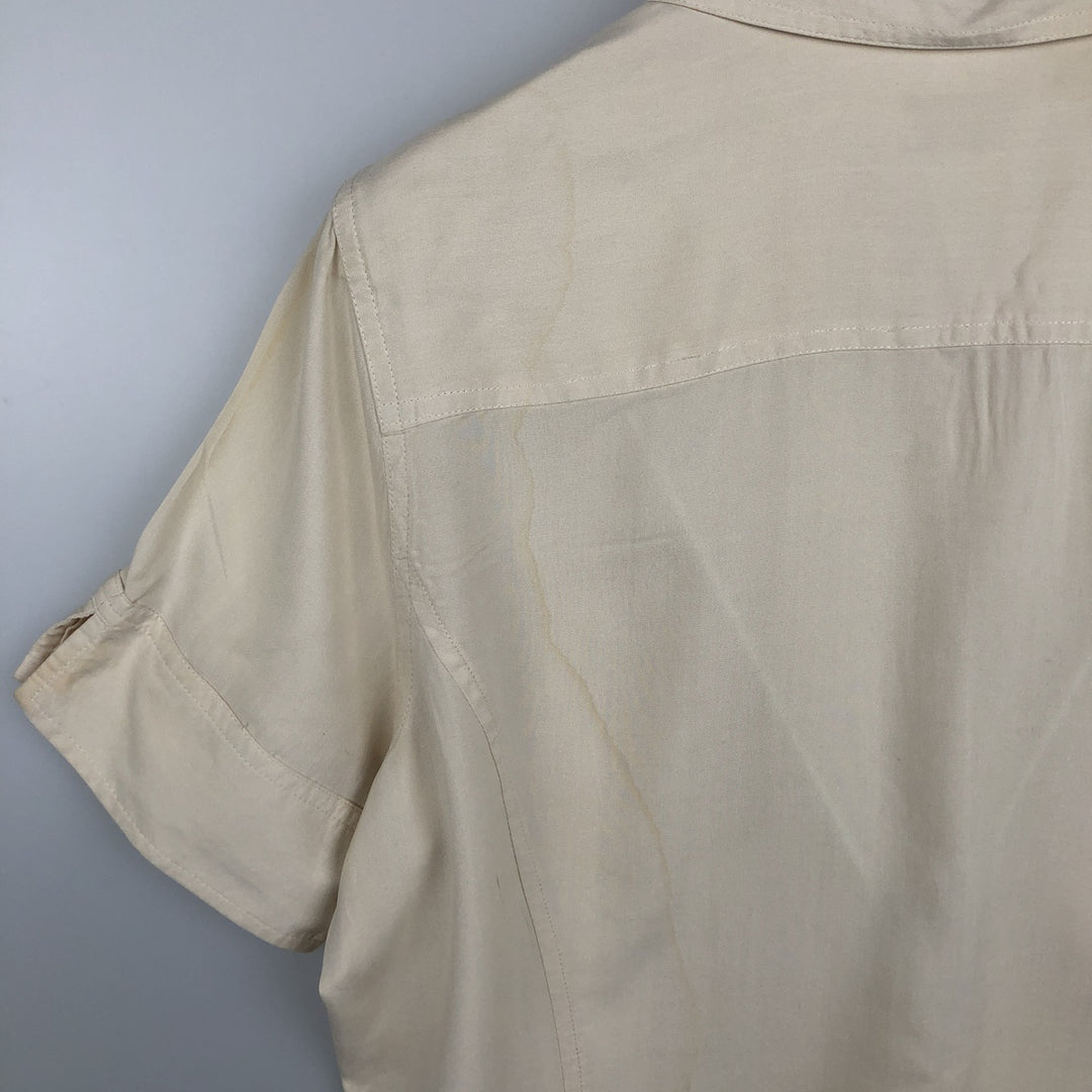 Liz Claiborne LIZWEAR JEANS Short-Sleeve Box Shirt, Women's Size L (Equivalent) unclear unbleached Vintage Second Hand