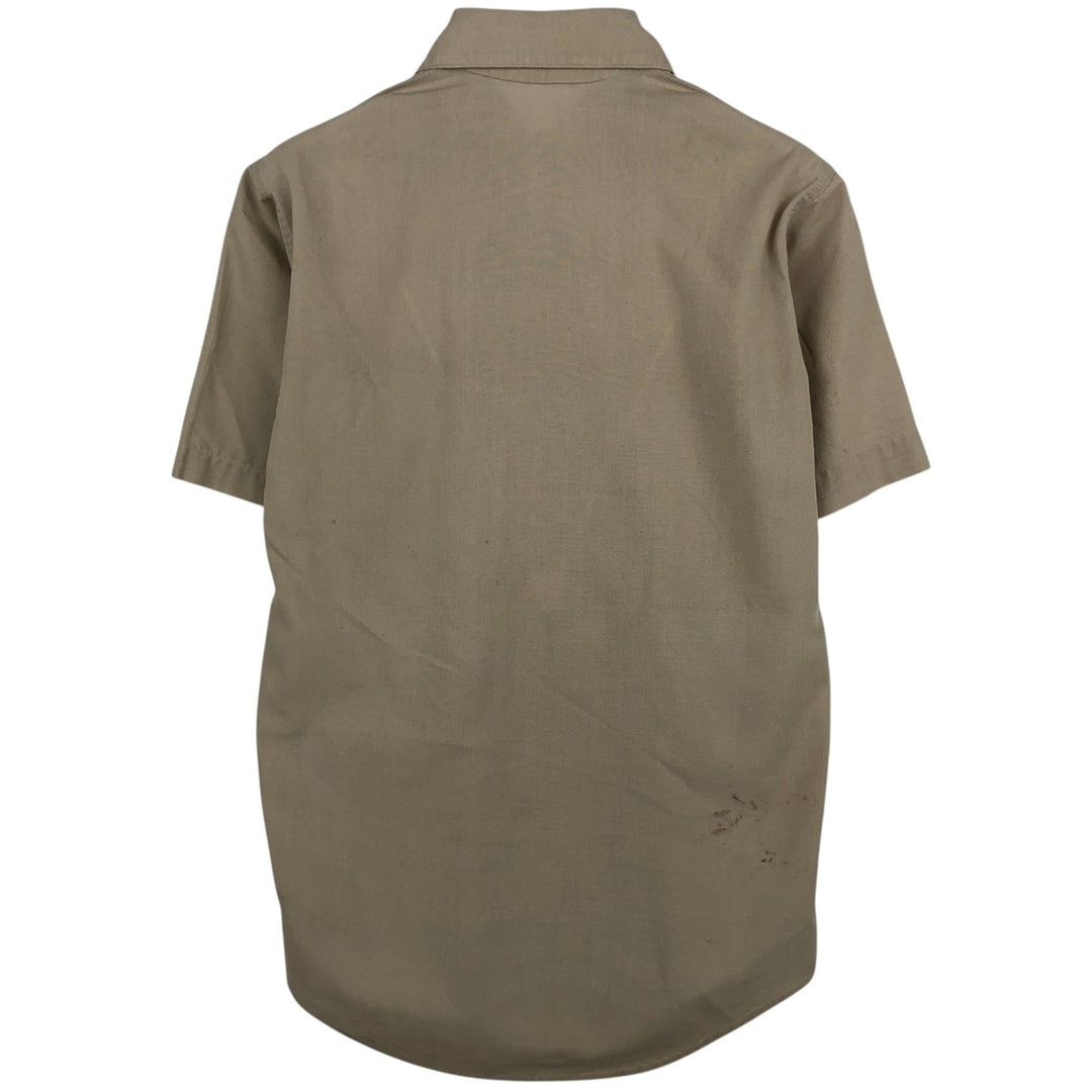 Round collar short-sleeved shirt, men's size M equivalent, vintage. unclear Khaki type beige Vintage Second Hand