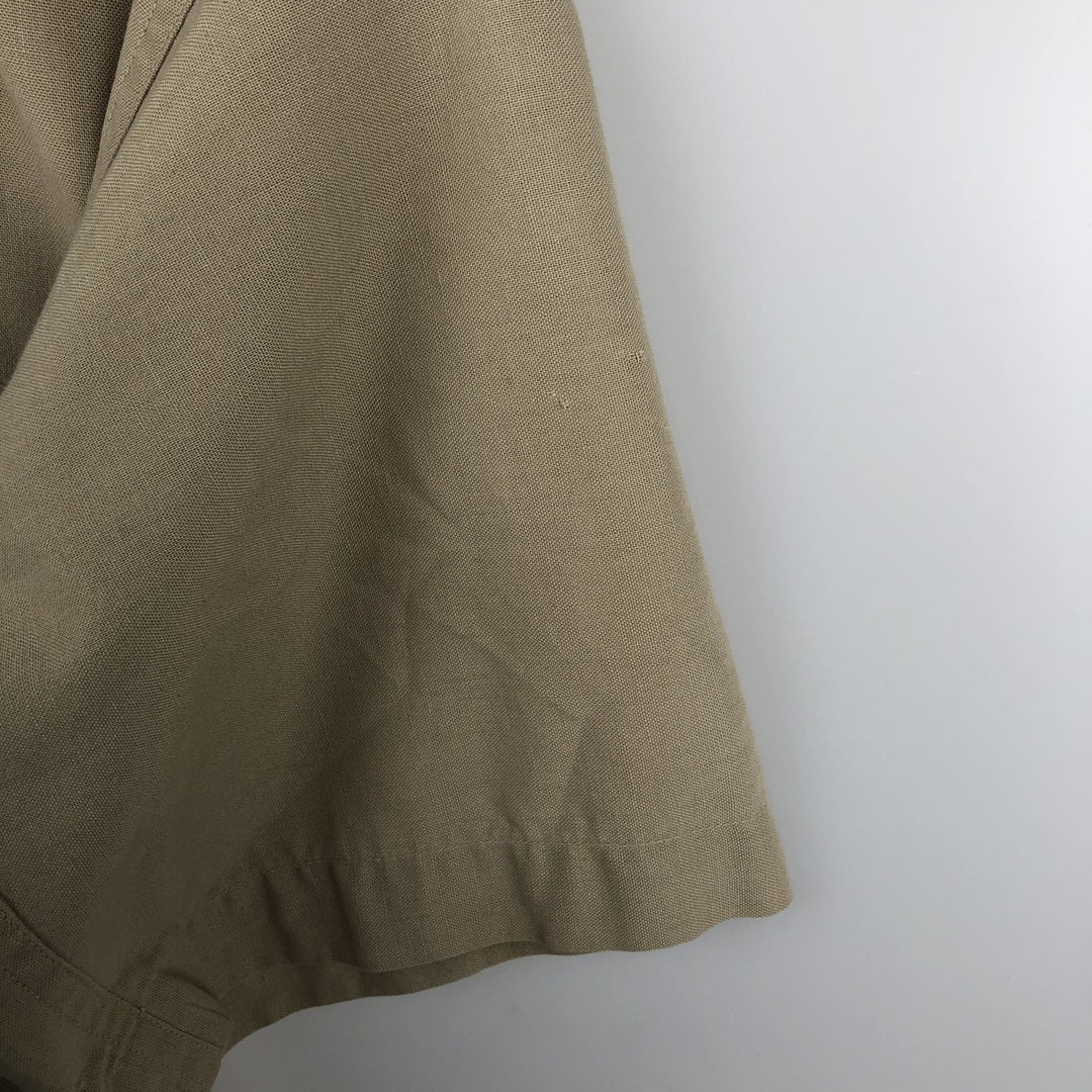 Round collar short-sleeved shirt, men's size M equivalent, vintage. unclear Khaki type beige Vintage Second Hand