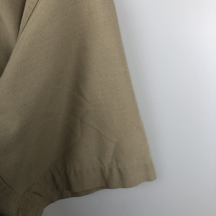 Round collar short-sleeved shirt, men's size M equivalent, vintage. unclear Khaki type beige Vintage Second Hand