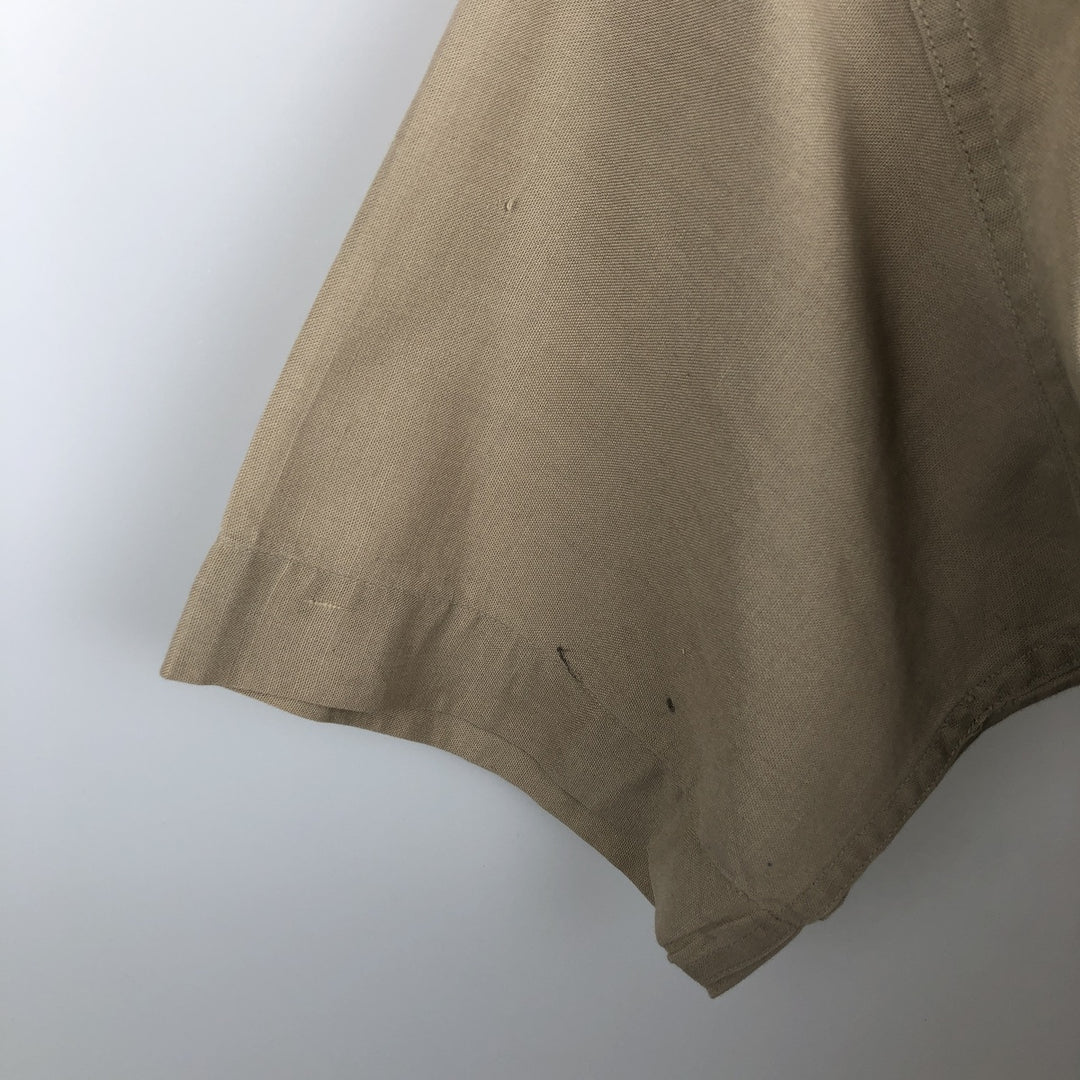Round collar short-sleeved shirt, men's size M equivalent, vintage. unclear Khaki type beige Vintage Second Hand