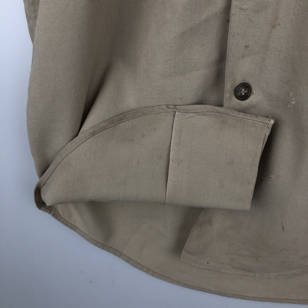 Round collar short-sleeved shirt, men's size M equivalent, vintage. unclear Khaki type beige Vintage Second Hand