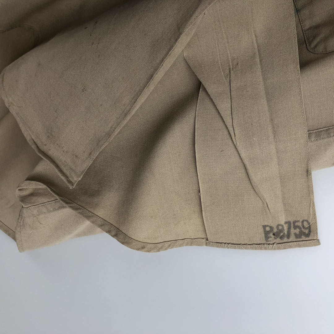 Round collar short-sleeved shirt, men's size M equivalent, vintage. unclear Khaki type beige Vintage Second Hand