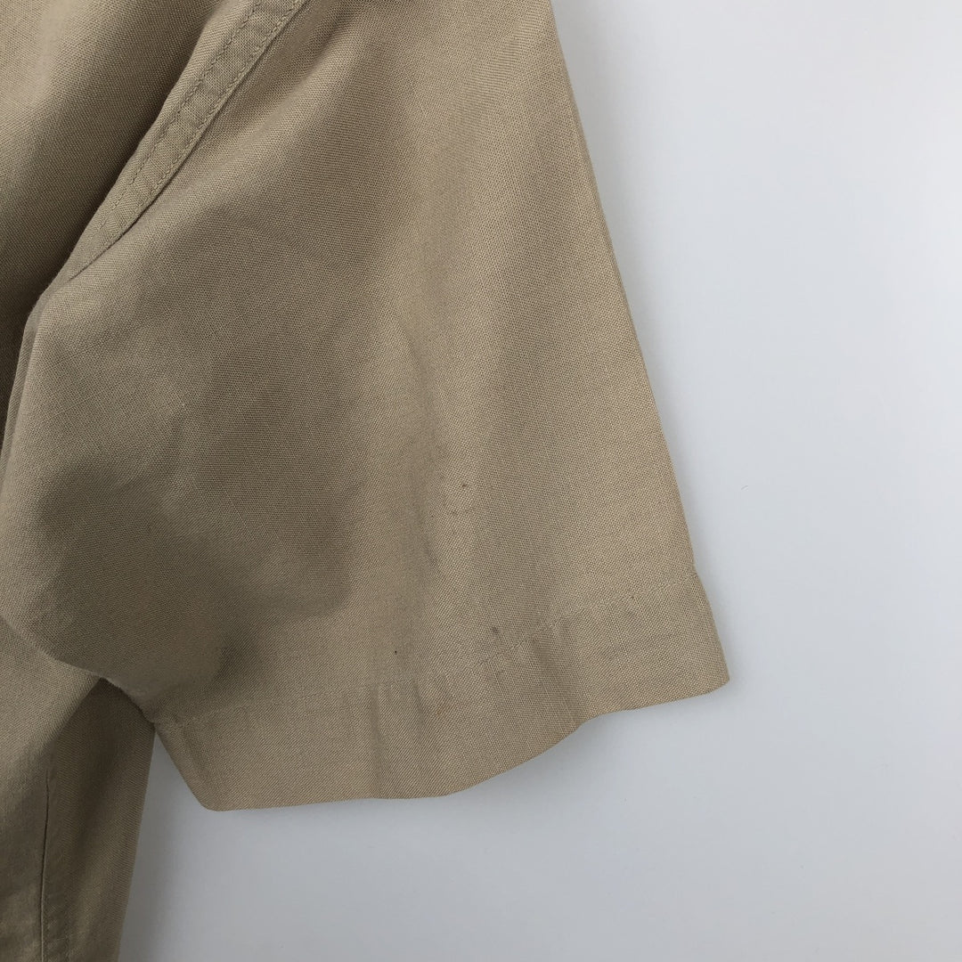 Round collar short-sleeved shirt, men's size M equivalent, vintage. unclear Khaki type beige Vintage Second Hand