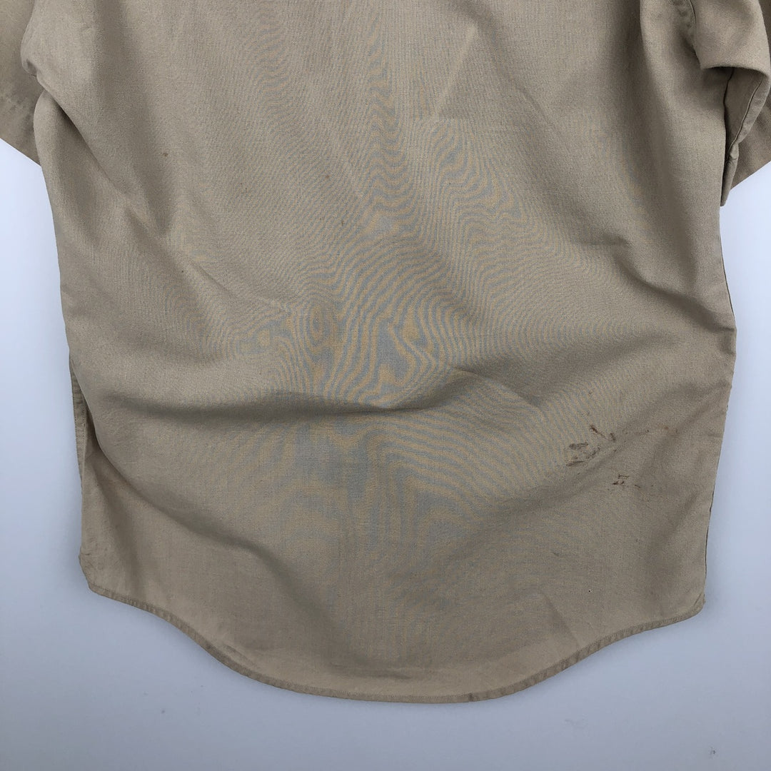 Round collar short-sleeved shirt, men's size M equivalent, vintage. unclear Khaki type beige Vintage Second Hand