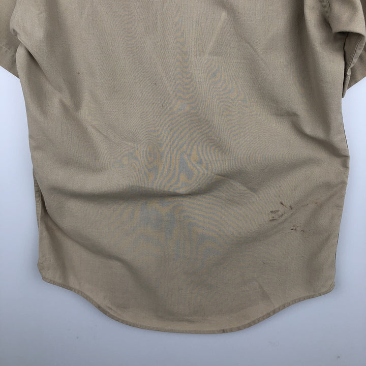 Round collar short-sleeved shirt, men's size M equivalent, vintage. unclear Khaki type beige Vintage Second Hand