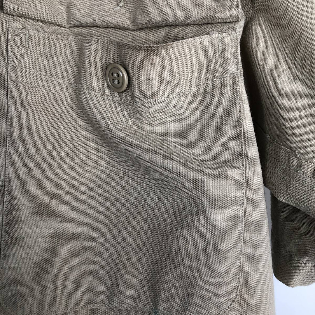 Round collar short-sleeved shirt, men's size M equivalent, vintage. unclear Khaki type beige Vintage Second Hand