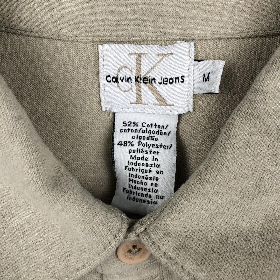90s-00'S Calvin Klein Jeans Short-Sleeve Cotton Box Shirt, Men's Size M (approx.), Vintage cotton Khaki type sage green Vintage Second Hand