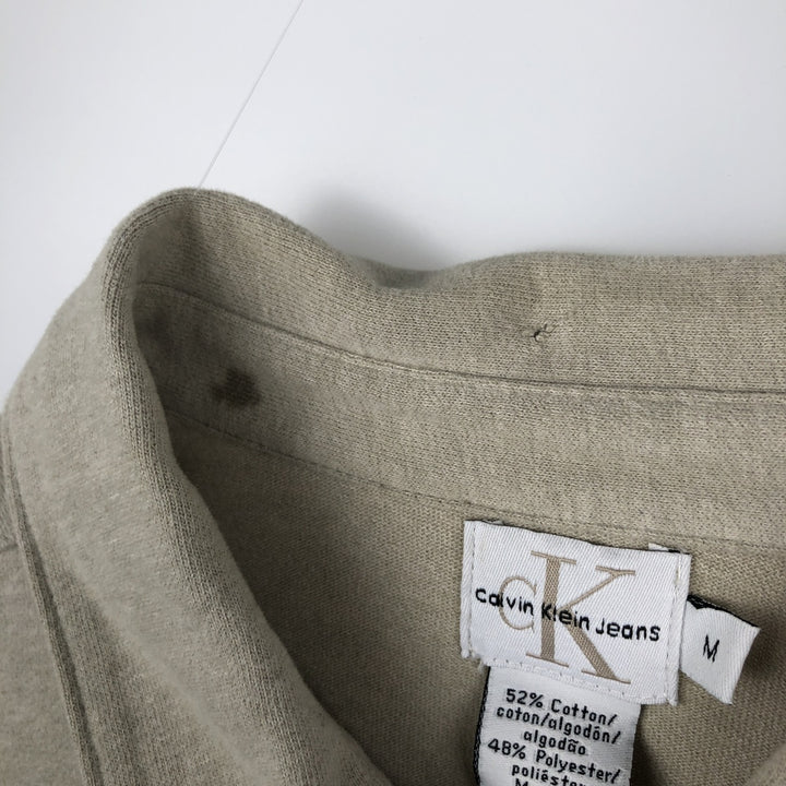 90s-00'S Calvin Klein Jeans Short-Sleeve Cotton Box Shirt, Men's Size M (approx.), Vintage cotton Khaki type sage green Vintage Second Hand