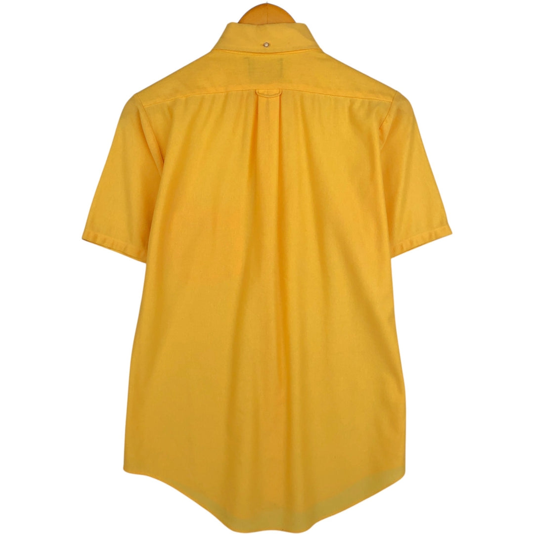 ~1970'S Sears KINGS ROAD Button-Down Short-Sleeve Poly-Cotton Shirt, Men's Size S (approx.) polyester yellow type Vintage Second Hand