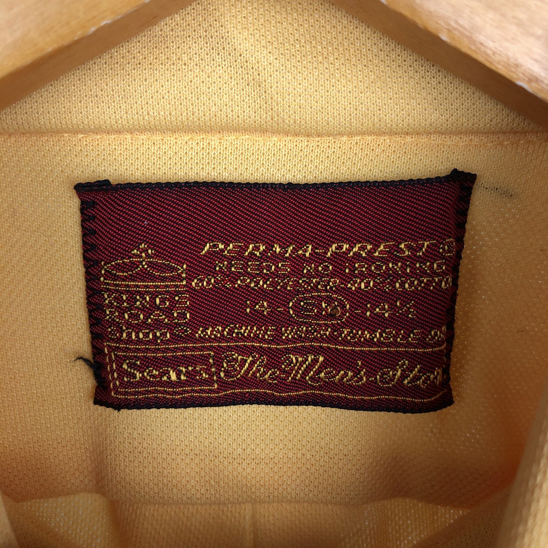 ~1970'S Sears KINGS ROAD Button-Down Short-Sleeve Poly-Cotton Shirt, Men's Size S (approx.) polyester yellow type Vintage Second Hand
