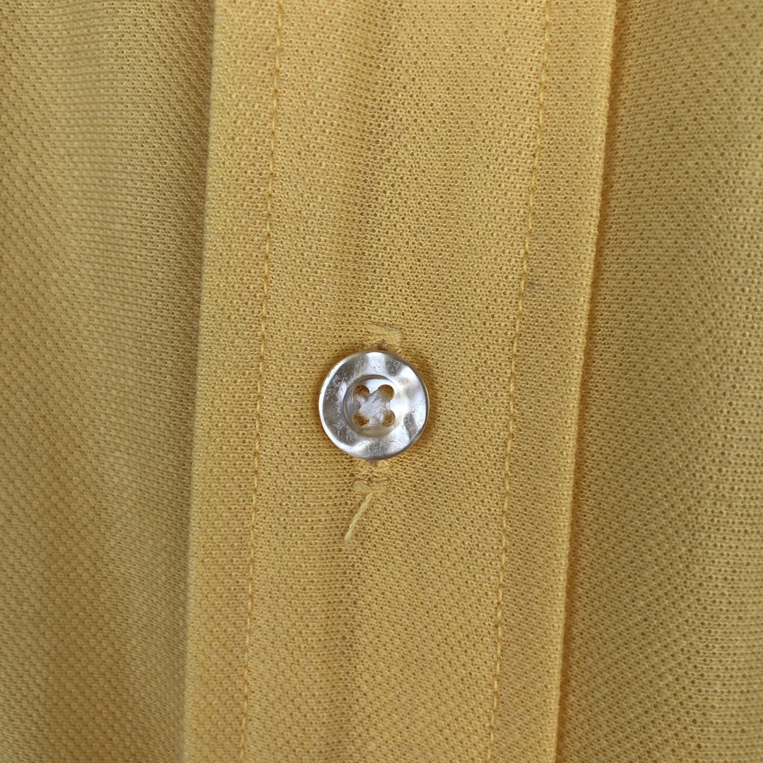 ~1970'S Sears KINGS ROAD Button-Down Short-Sleeve Poly-Cotton Shirt, Men's Size S (approx.) polyester yellow type Vintage Second Hand