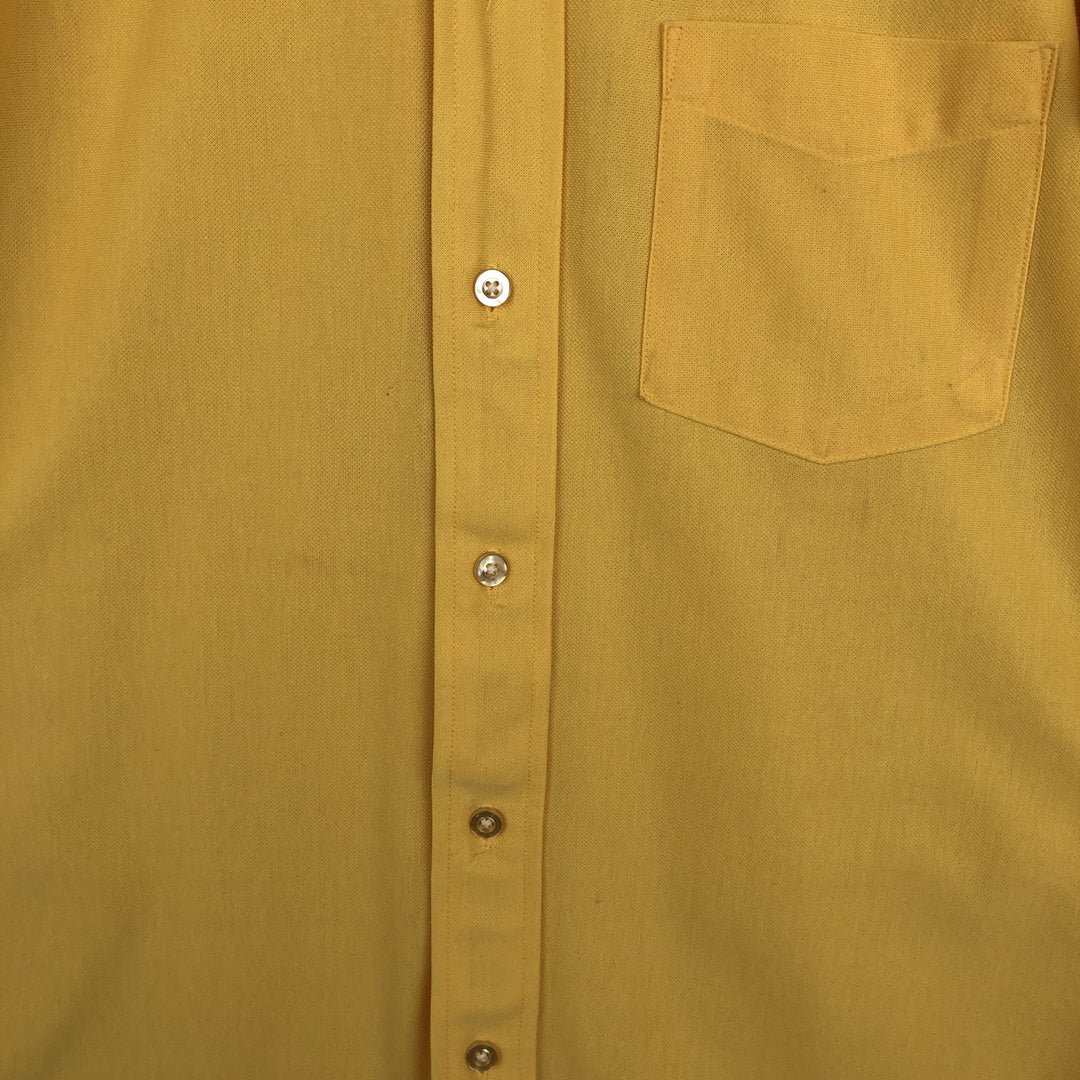 ~1970'S Sears KINGS ROAD Button-Down Short-Sleeve Poly-Cotton Shirt, Men's Size S (approx.) polyester yellow type Vintage Second Hand
