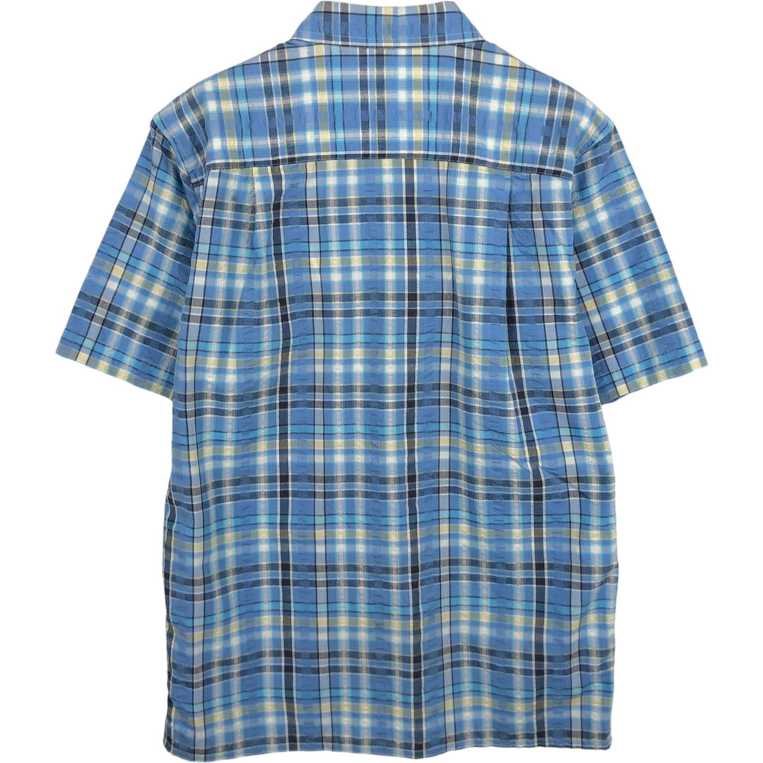 Patagonia Packerwear Shirt 53004SP18 Check Pattern Seersucker Short Sleeve Poly-Cotton Shirt Men's Size S polyester Blue type light blue Vintage Second Hand