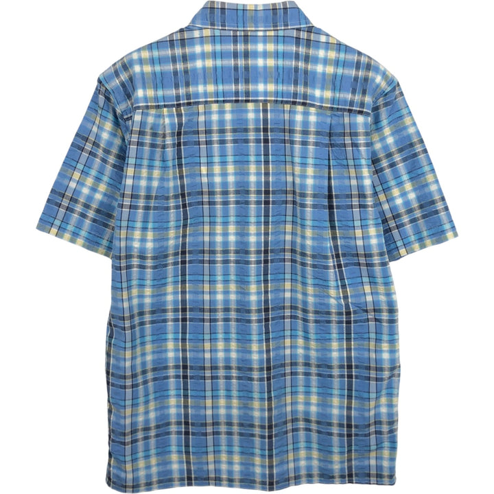 Patagonia Packerwear Shirt 53004SP18 Check Pattern Seersucker Short Sleeve Poly-Cotton Shirt Men's Size S polyester Blue type light blue Vintage Second Hand