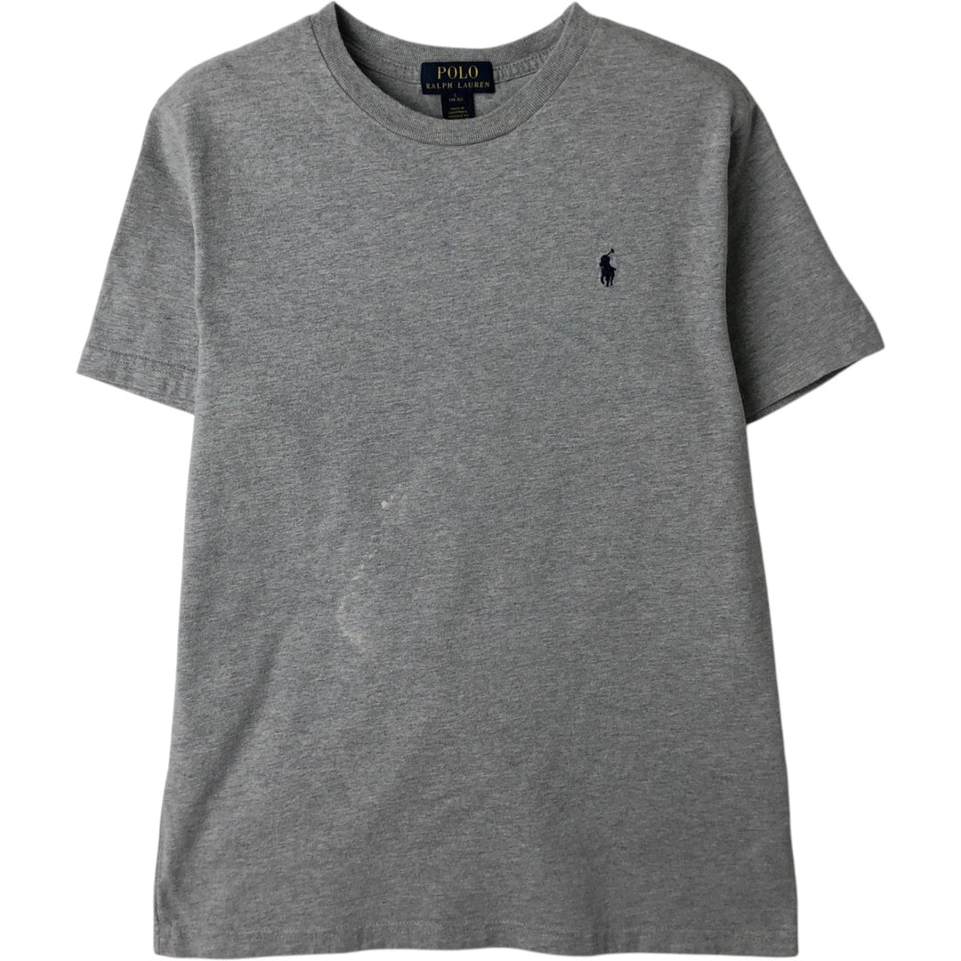 Ralph Lauren POLO RALPH LAUREN short-sleeved one-point logo T-shirt, women's size L cotton gray type Vintage Second Hand