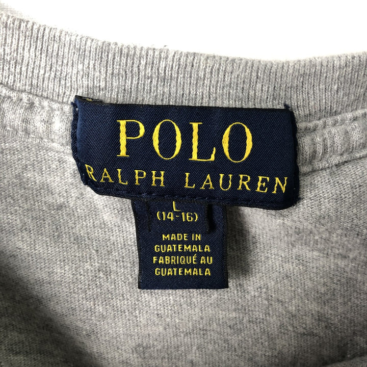 Ralph Lauren POLO RALPH LAUREN short-sleeved one-point logo T-shirt, women's size L cotton gray type Vintage Second Hand
