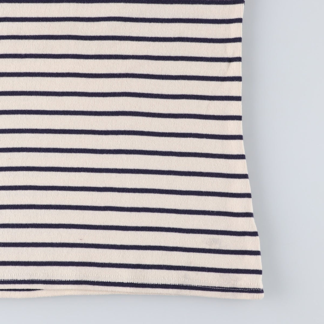 LLBean Boat Neck 3/4 Sleeve Striped T-Shirt, Women's Size M (approx.) cotton ivory Vintage Second Hand