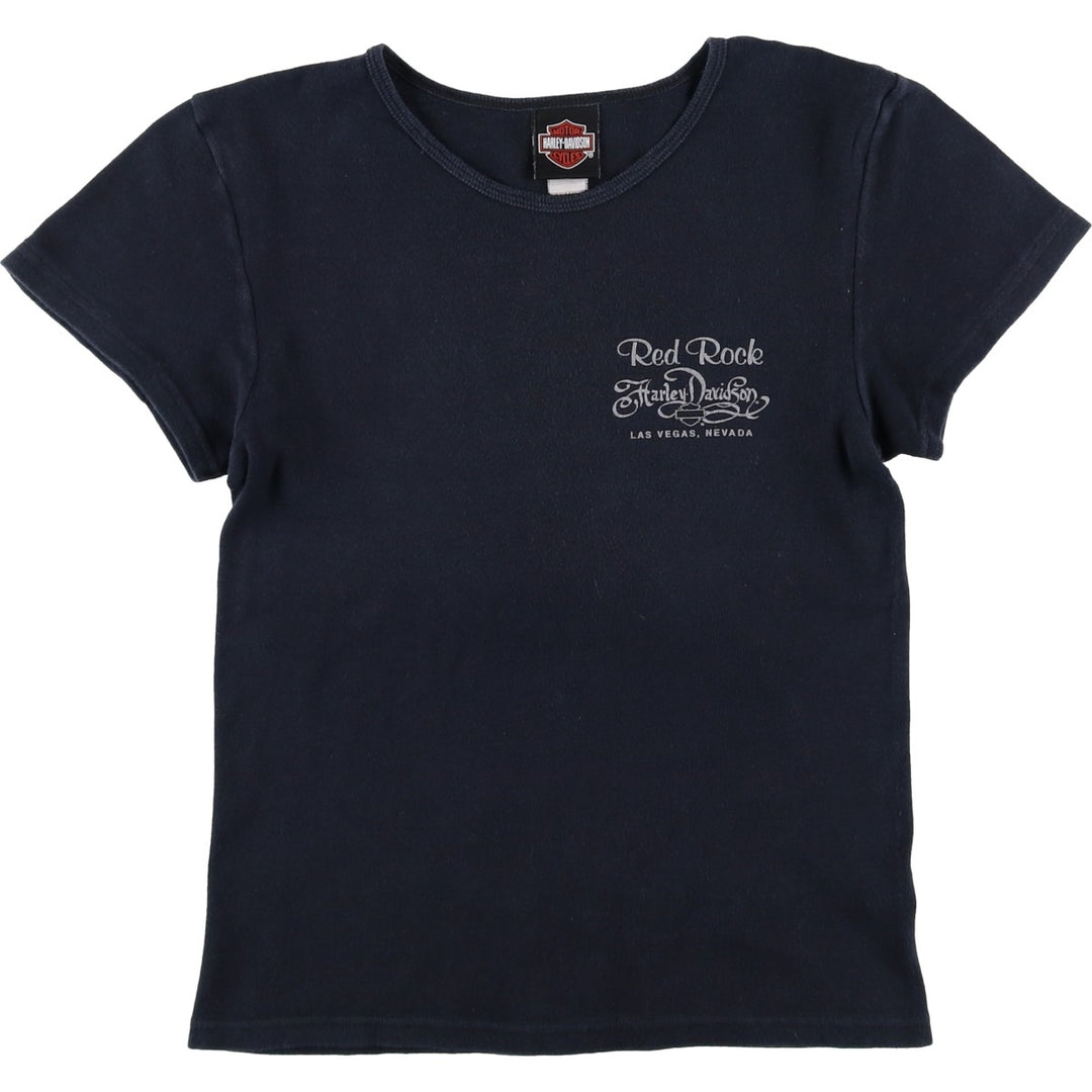 Harley-Davidson Motorcycle Bike T-shirt for women (S size) unclear black type Vintage Second Hand