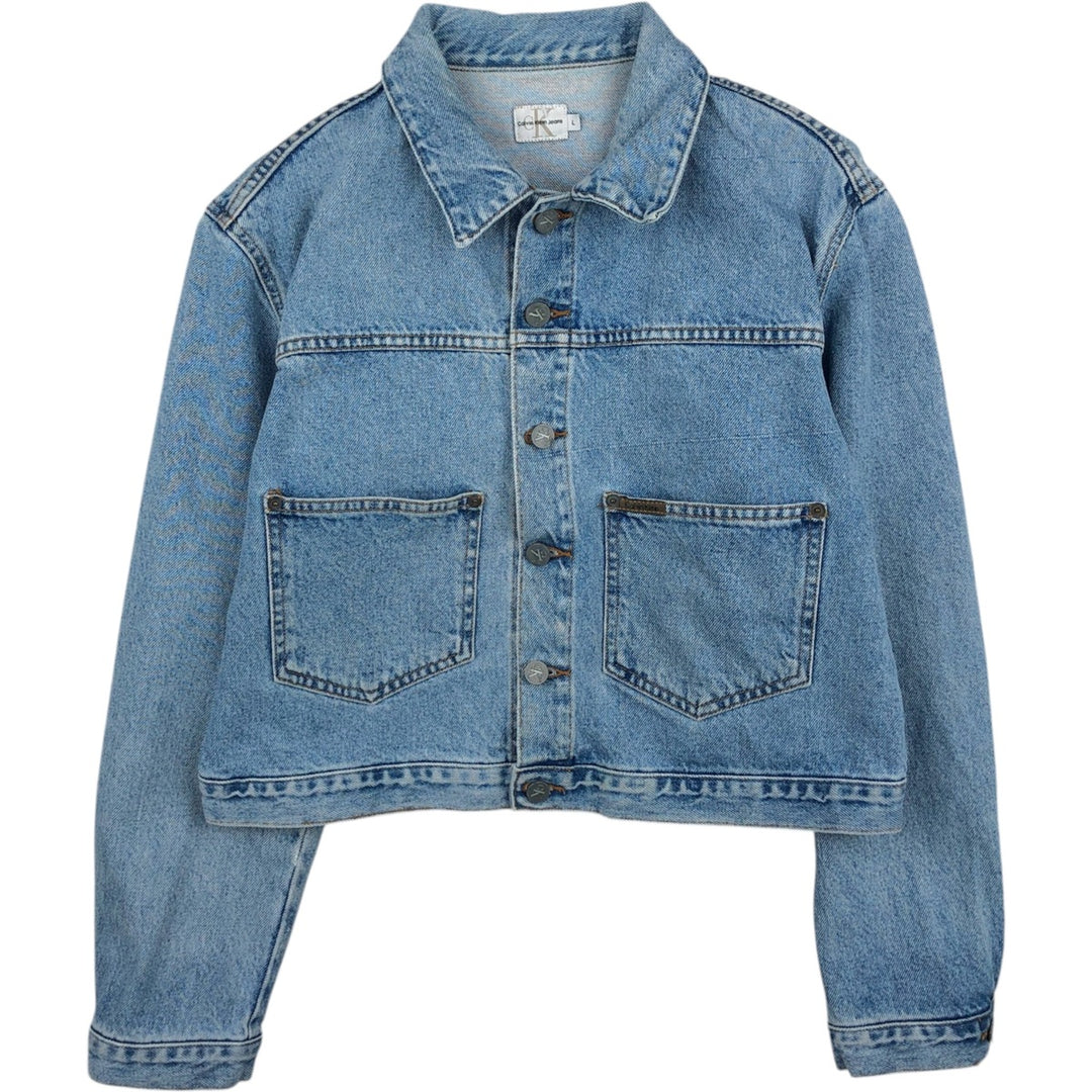 90s-00'S Calvin Klein denim jacket, made in USA, women's size L. cotton Blue type light blue Vintage Second Hand