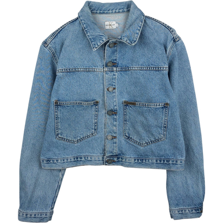 90s-00'S Calvin Klein denim jacket, made in USA, women's size L. cotton Blue type light blue Vintage Second Hand