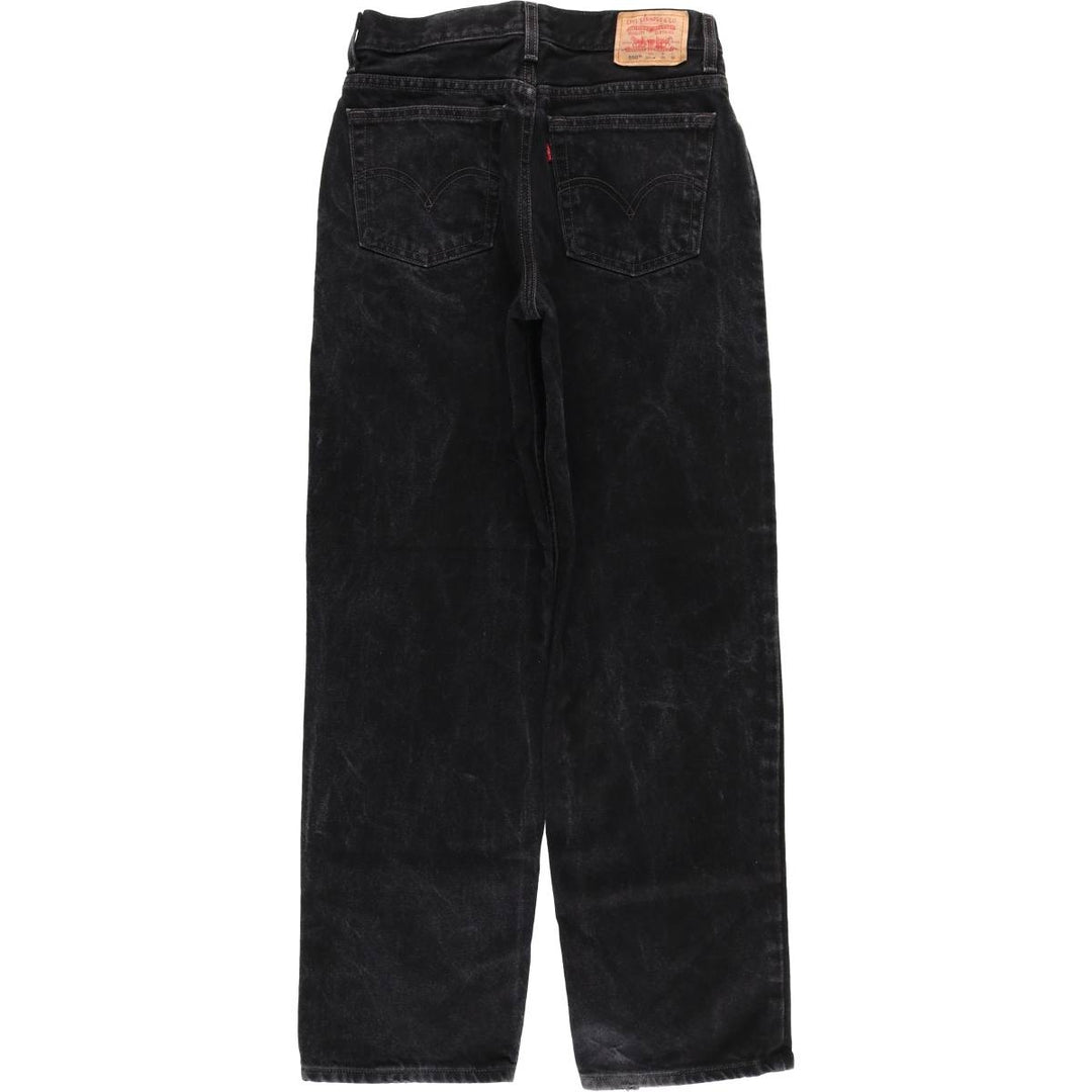 Levi's 550 Relaxed Fit Slim Black Denim Tapered Jeans, Women's Size L (equivalent to W29) cotton black type Vintage Second Hand
