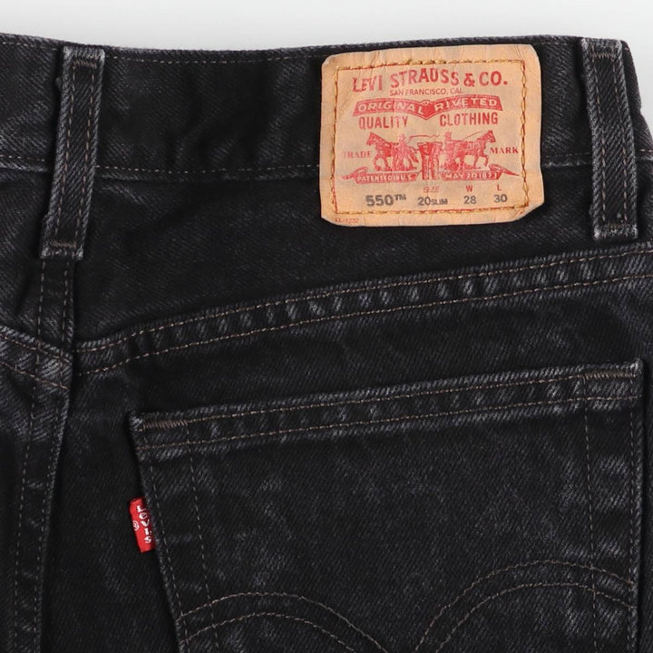 Levi's 550 Relaxed Fit Slim Black Denim Tapered Jeans, Women's Size L (equivalent to W29) cotton black type Vintage Second Hand