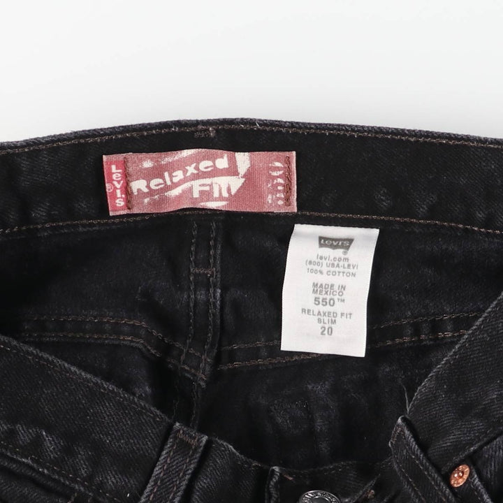 Levi's 550 Relaxed Fit Slim Black Denim Tapered Jeans, Women's Size L (equivalent to W29) cotton black type Vintage Second Hand