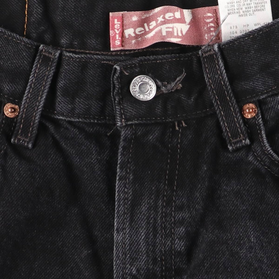 Levi's 550 Relaxed Fit Slim Black Denim Tapered Jeans, Women's Size L (equivalent to W29) cotton black type Vintage Second Hand