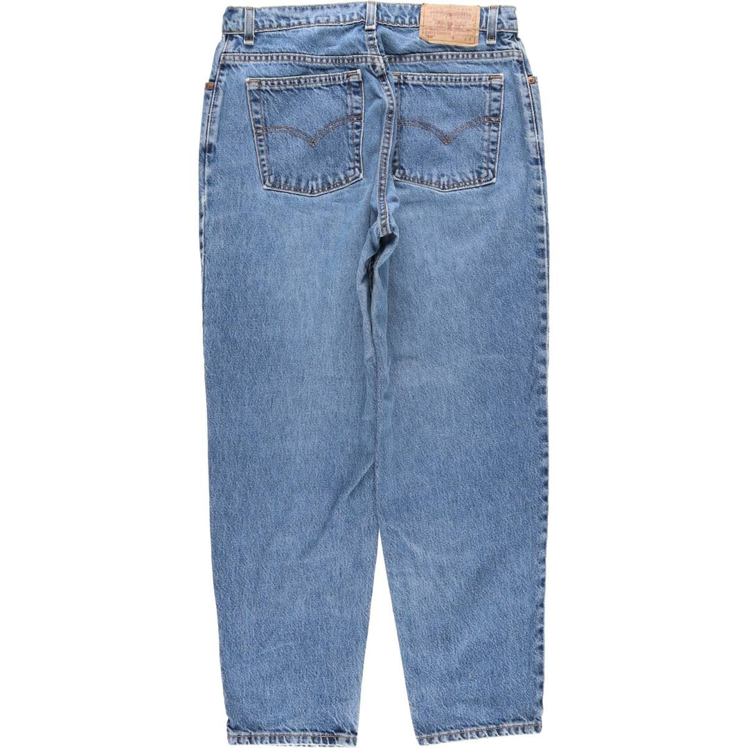 90'S Levi's 550 Relaxed Fit Tapered Leg Tapered Denim Pants, Made in USA, Women's XL (equivalent to W32), Vintage. cotton blue type Vintage Second Hand