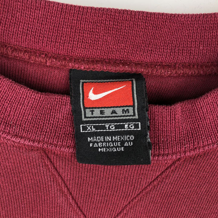 2000'S Nike Team One-Point Logo Sweatshirt, Men's XL cotton wine-red Vintage Second Hand