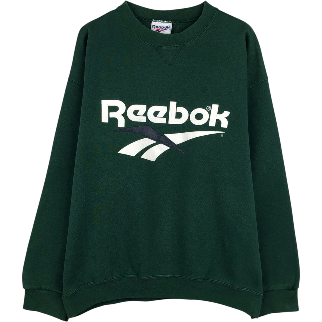 90'S Reebok Logo Sweatshirt, Made in USA, Men's XL, Vintage cotton green type Vintage Second Hand