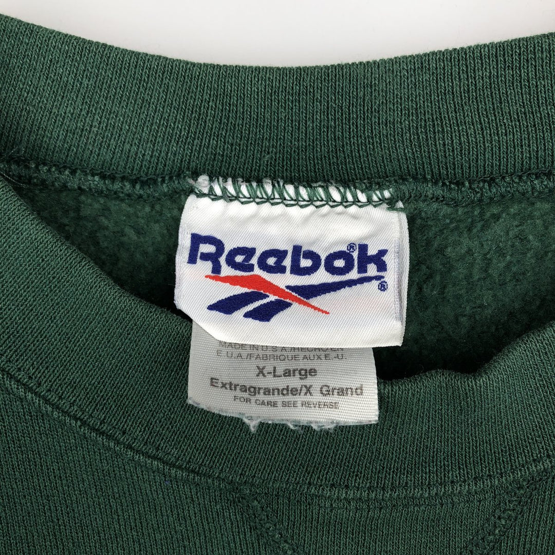 90'S Reebok Logo Sweatshirt, Made in USA, Men's XL, Vintage cotton green type Vintage Second Hand