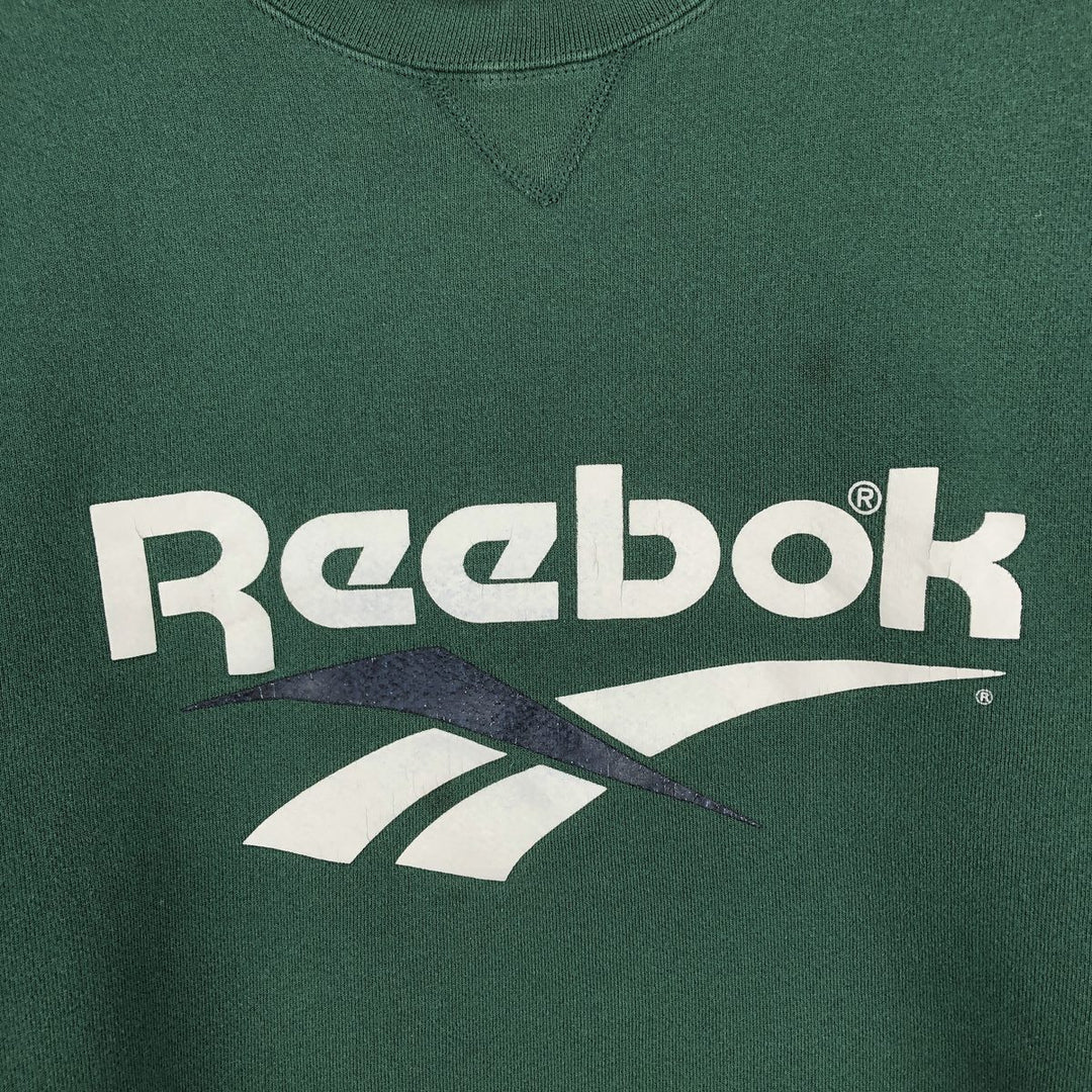 90'S Reebok Logo Sweatshirt, Made in USA, Men's XL, Vintage cotton green type Vintage Second Hand