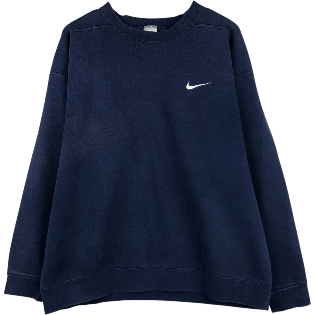 90'S Nike One Point Logo Sweatshirt Trainer Made in USA Men's XL Vintage cotton navy blue type Vintage Second Hand