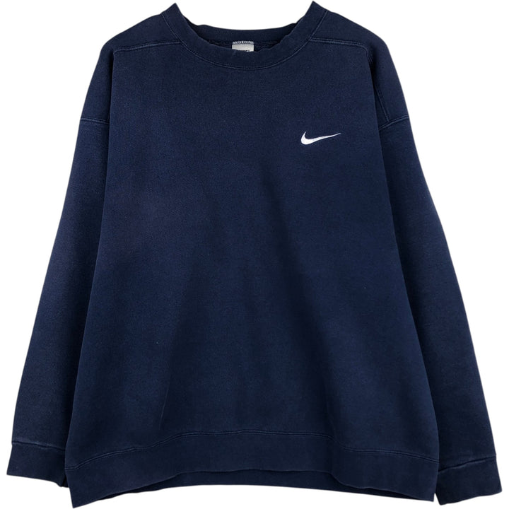 90'S Nike One Point Logo Sweatshirt Trainer Made in USA Men's XL Vintage cotton navy blue type Vintage Second Hand