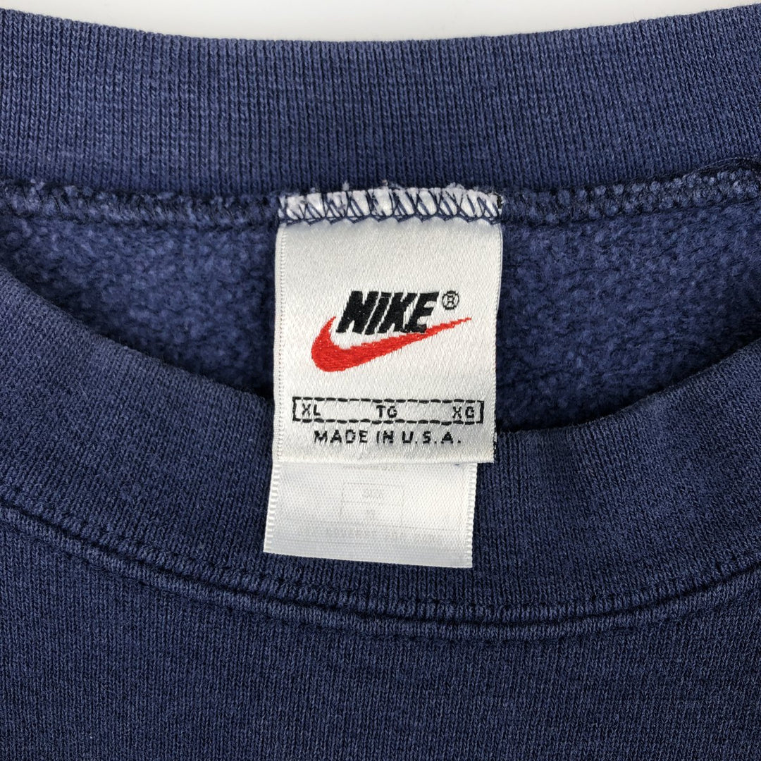 90'S Nike One Point Logo Sweatshirt Trainer Made in USA Men's XL Vintage cotton navy blue type Vintage Second Hand