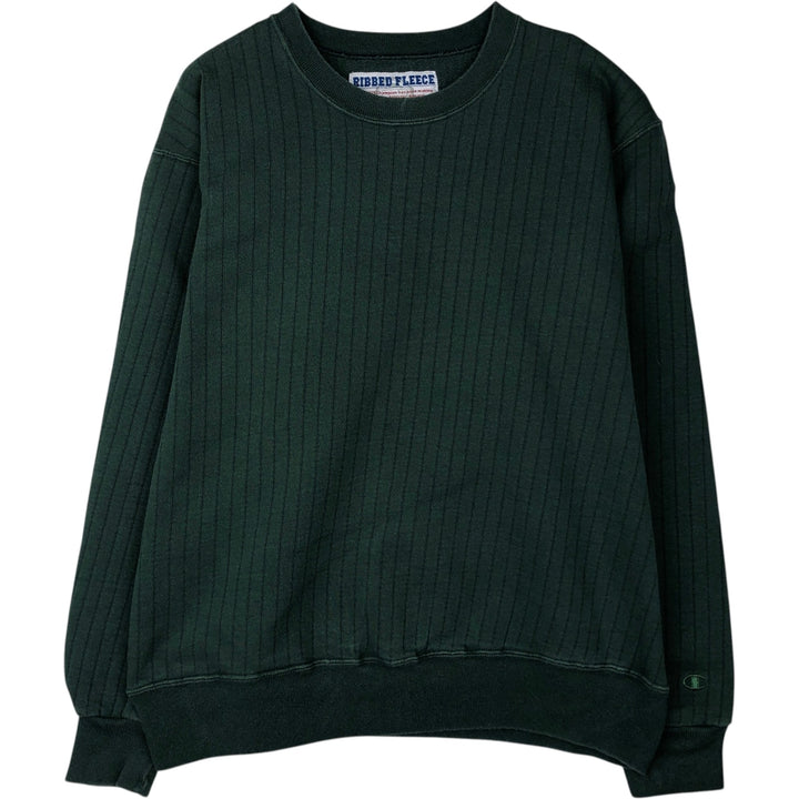 2000'S Champion RIBBED FLEECE Plain Blank Sweatshirt (Men's XL equivalent) cotton green type Vintage Second Hand