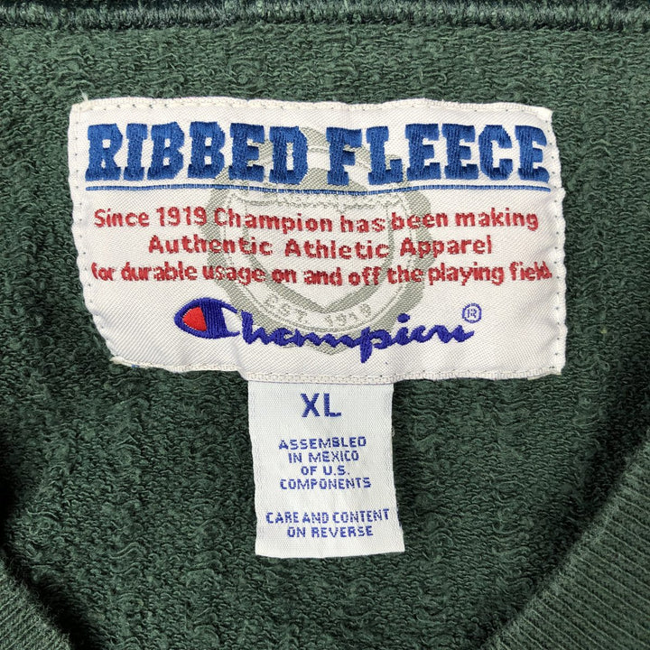 2000'S Champion RIBBED FLEECE Plain Blank Sweatshirt (Men's XL equivalent) cotton green type Vintage Second Hand
