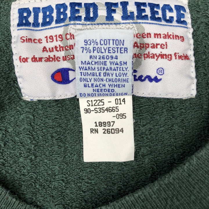2000'S Champion RIBBED FLEECE Plain Blank Sweatshirt (Men's XL equivalent) cotton green type Vintage Second Hand