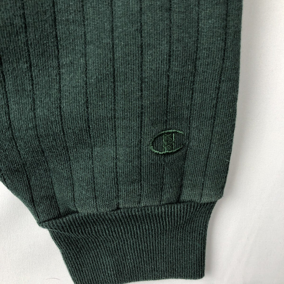 2000'S Champion RIBBED FLEECE Plain Blank Sweatshirt (Men's XL equivalent) cotton green type Vintage Second Hand